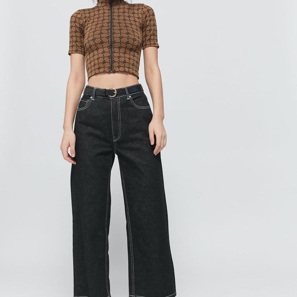 iets frans… Geo Print Zip-Front Top